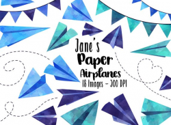 Watercolor Blue Paper Planes Clipart Travel ClipArt