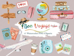 Watercolor Travel World Clipart Set ~ Illustrations ~ Creative Market