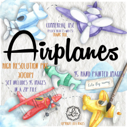 Watercolor Airplane Clipart Plane Flight Aeroplane Alphabet ...