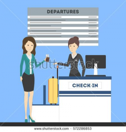 Check Airport Lady On Counter Female Stock Vector 572286853 ...