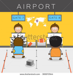 Clipart Of Girl With Suitcase In Airport K13617614 - Airport Gate ...