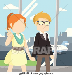 Vector Clipart - Celebrity couple in airport lobby. Vector ...