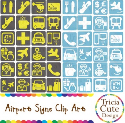 Airport Clipart: Airport Signs for Travel, Vacation, Airplane ...
