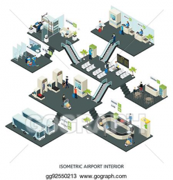Vector Art - Isometric airport halls composition. EPS clipart ...