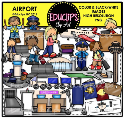 Airport Clip Art Bundle (Color and B&W) - Welcome to Educlips Store