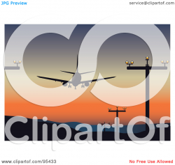 Plane landing on airport clipart