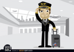 Free Airplane pilot with baggage in airport Clipart and Vector ...