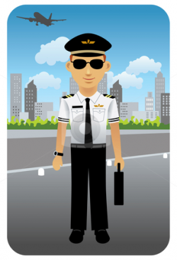 Airline pilot at the airport stock vector