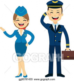 Vector Art - Stewardess and pilot characters. Clipart Drawing ...