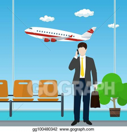 EPS Vector - Man with a briefcase at the airport. Stock ...