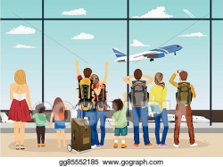 Vector Stock - People against windows of an airport ...
