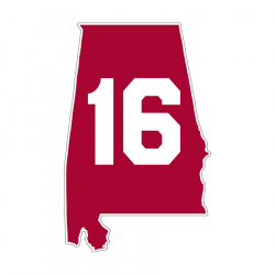 Alabama Crimson Tide “16” State Decal (4”) at Sport Seasons