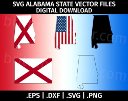 Alabama State Flag SVG Vector Clip Art - Cutting Files for Cricut,  Silhouette - eps dxf svg png - Cut File, Alabama Flag, State Outline, USA