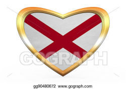 Stock Illustration - Flag of alabama in heart shape, golden frame ...