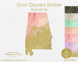 WATERCOLOR ALABAMA STATE Clipart Commercial Use Clipart United ...