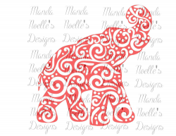 Alabama Swirl Elephant SVG or Silhouette Instant Download