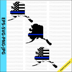 Thin Blue Line Alaska USA Flag Thin Blue Line American Flag eps svg png jpg  Vector Graphic Clip Art Alaska State clipart Support Our Police