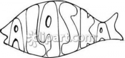 Black and White Line Drawing of a Fish with the Word Alaska Inside ...