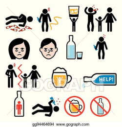 Vector Illustration - Alcoholism, drunk man, alcohol ...
