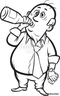 whiteboard drawing - businessman drinking alcohol