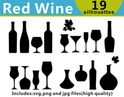 Red Wine Clipart Red Wine Silhouettes Drinks Clipart Red