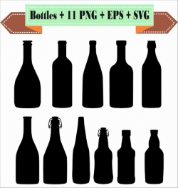 Bottles Bottle of Wine Alcohol Beer Liquor Silhouette Vector Clipart ...