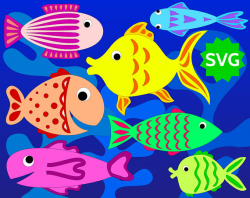7 Assorted SVG Fishes 3 Algae. Fish clipart / Aquatic plants