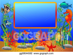 EPS Vector - Frame with undersea fish and algae. Stock Clipart ...