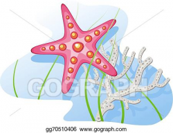Vector Art - Underwater: starfish, coral, algae. Clipart Drawing ...