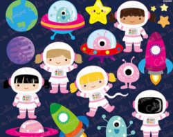 Outer Space Clipart Boy Astronauts Rockets Aliens Planets
