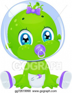 Vector Art - Alien baby girl diaper pacifier. Clipart Drawing ...