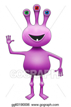 Stock Illustration - Purple three-eyed extraterrestrial alien ...
