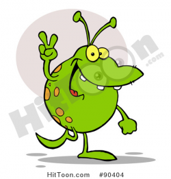 Alien Clipart #90404: Peaceful Spotted Green Alien Walking by Hit Toon