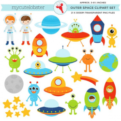 Outer Space Clipart Set clip art of aliens spaceships