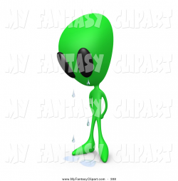 Clip Art of a Really Sad Small Green Alien Crying and Standing over ...