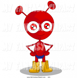 Clip Art of a Cute and Proud Red Alien with Antenna Ears and Red ...