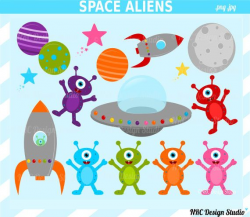 Space Aliens Clip Art - Outer Space Clip Art - Digital Alien ...