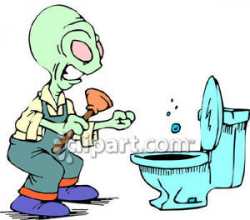 An Angry Alien Trying To Unclog His Toilet with a Plunger - Royalty ...