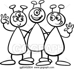 Vector Clipart - Three aliens for coloring book. Vector Illustration ...