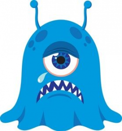 Monster Clipart Image: Creepy Blue Cyclops Monster or Alien Crying a ...
