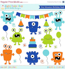 50% OFF SALE monster aliens clipart clip art birthday party - Boy ...