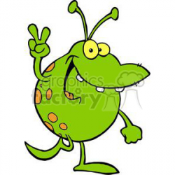 Royalty-Free Happy Green Alien Gesturing A Peace Sign 378910 vector ...