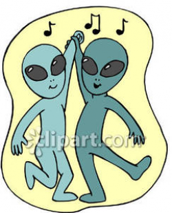 Two Aliens Dancing - Royalty Free Clipart Picture
