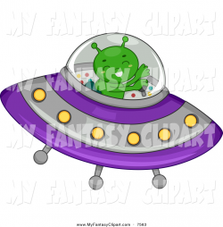 Clip Art of a Green Alien Flying a Ufo by BNP Design Studio - #7563