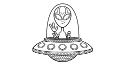 Amazon.com: Friendly Alien in Spaceship UFO Cartoon Vinyl ...