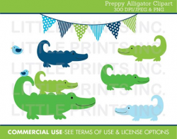 Preppy Alligator Clipart INSTANT DOWNLOAD by LittlePrintsClipart ...