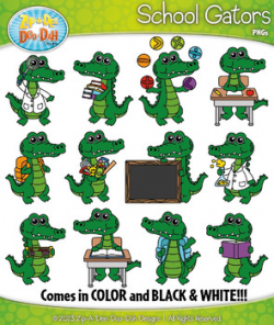 School Gator Characters Clipart {Zip-A-Dee-Doo-Dah Designs}