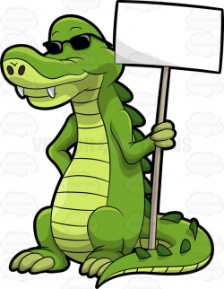 Arthur the alligator holding a signboard #cartoon #clipart ...