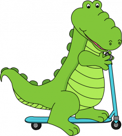 Alligator Riding a Scooter Clip Art - Alligator Riding a Scooter Image