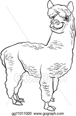 Vector Illustration - Alpaca animal cartoon coloring book. Stock ...